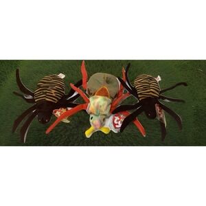 Ty Beanie Baby‎ - 2 Spinner the Spiders & 1 Scurry Halloween Creepy